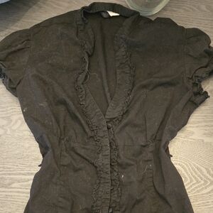 Maurices Black Ruffled Blouse Very Y2K